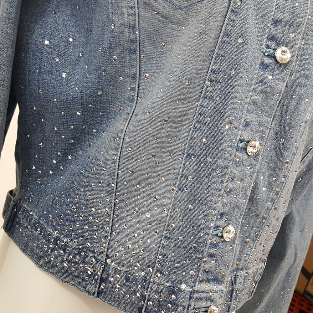 Christine Alexander Swavorski Denim Jean Jacket L - Picture 8 of 13